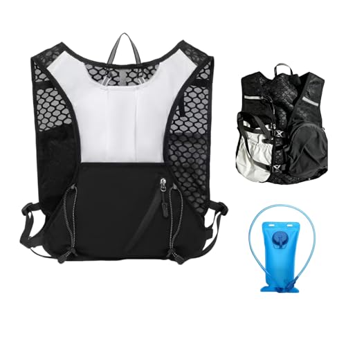 Running Vest for Women Men,Hydration Backpack with 2L Hydration Bladder,Lightweight Hydration Vest with Adjustable Straps&Pockets&Reflective Strip&Whistle,Water Backpack for Hiking Biking Marathon