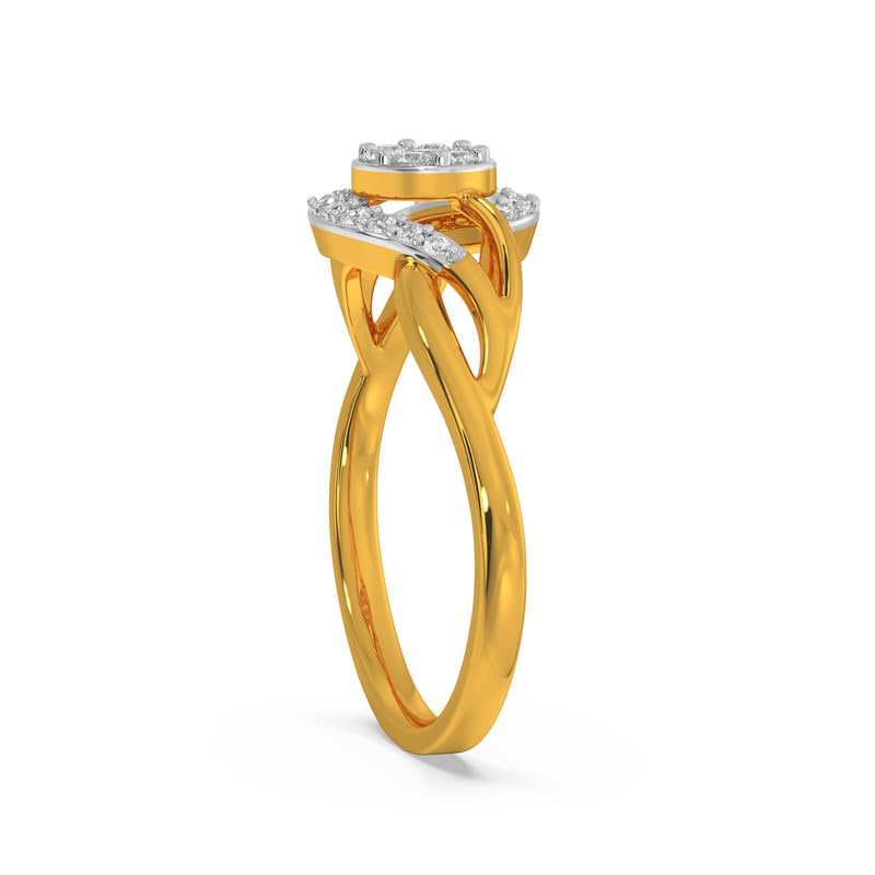 Image of KISNA 14k / 18k Real Gold & Diamond Ring | Diwali, Rakhi Rakshabandhan Gift for Sister /Bhabhi /Women | With Certificate of Authenticity & BIS-Hallmarked Gold Jewellery | Kush Diamond Ring