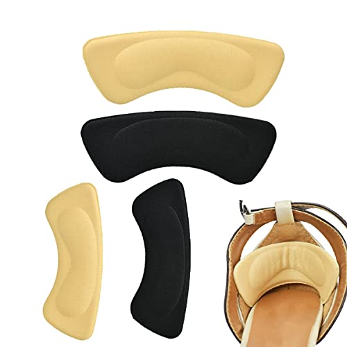 LukyTimo Fersenschutz, Fußpflege-Schutz, Schuheinlagen für Damen oder Herren, Fersenpolster, selbstklebend, schwarz, beige (2 Paar (A)) Cover
