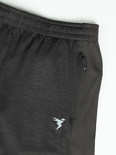 Image of TECHNOSPORT Men's Melange Slim Fit Techno Dry Trackpants Drawstring 2-Pocket Polyester Joggers for Gym Running Workout UPF50+ Anti Odour