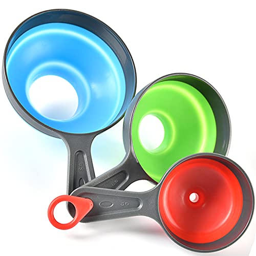 Canning Funnels for Kitchen Use,Food Grade Silicone Collapsible Kitchen Funnel Set of 3,Large Wide Mouth Funnel for Mason Jars,Jam and Spice,Small Funnel for Filling Bottles,Liquid,Oil and Powder