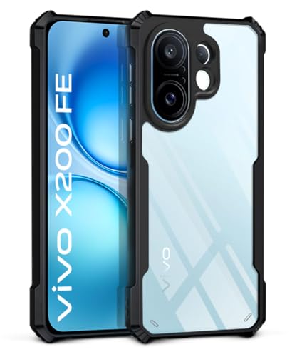 Image of WOW IMAGINE Shock Proof Clear Protective Back Case for Vivo X200 FE - AirEDGE Technology | 360 Degree Camera Protection | Transparent Hybrid Back Case Mobile Cover - Black