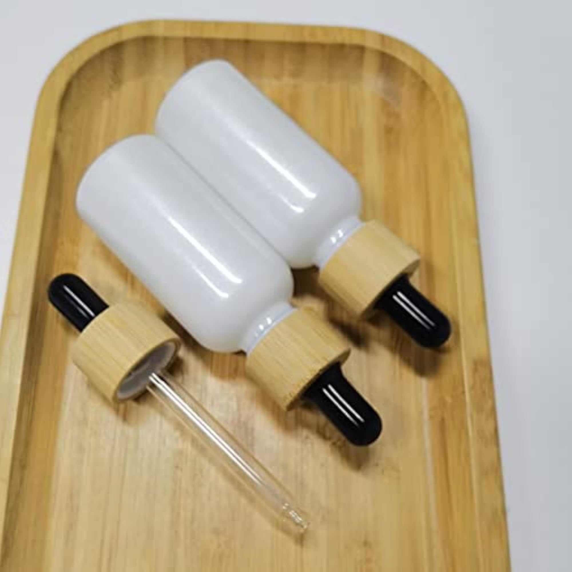 20pcs Empty Pearly White Round Glass Bottles with Dropper