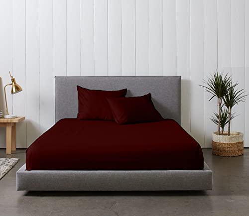 Image of Eastern King - 76 inch x 80 inch Size Luxury 600 Thread-Count 100% Egyptian Long Staple Cotton Sheets Set Sheet Set Soft & Silky Sateen Weave 15 Inch Deep-Pockets - Eastern King, Wine