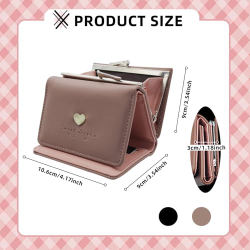 Women Wallets, Large Capacity Ladies Wallet Leather Tri-fold Design Purse Wallet with Snap Lock Closure Women's Card Wallet for Ladies Girls (Black)2
