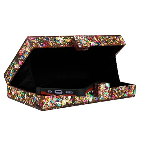 Image of Gets Acrylic Purses and Handbags for Women Multicolor Perspex Geometric Patterns Box Clutch Banquet Evening Crossbody Handbag