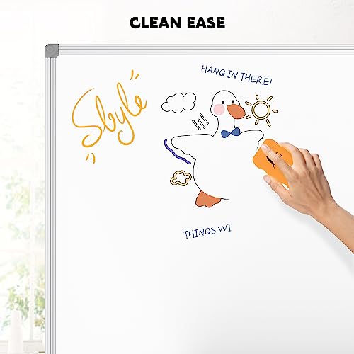 Lockways White Board Dry Erase Board 48 x 36 Inch, Magnetic Whiteboard 4 x 3, Silver Aluminium Frame, Set Including 1 Detachable Aluminum Marker Tray, 3 Dry Erase Markers, 8 Magnets