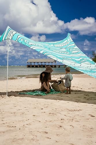 Image of Neso Grande Portable Beach Tent Sun Shelter - Lightweight Beach Shade Canopy - Easy Setup for Family Outings - Patented Reinforced Corners - UPF 50+ Sun Protection - 7ft Tall, 9 x 9ft