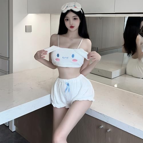 Women's sexy cosplay flannel underwear Japanese anime kawaii cute plush bathrobe pajamas3