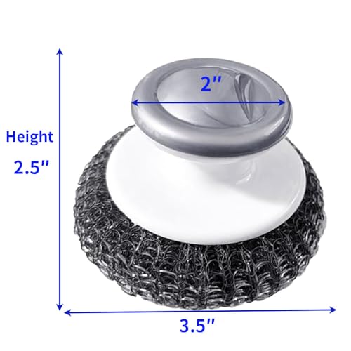 Image of 1Pack Stainless Steel Wool Scrubber with Handle, Heavy Duty Dish Scrubber, Steel Brush for Kitchen, Dishes, Pans, and More (Grey)