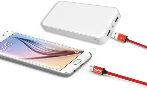 E-POWIND High Speed Nylon Braided Micro USB Charging Cable, 2 Pieces (10 Feet, 1 Piece 3 Feet) - Gray and White