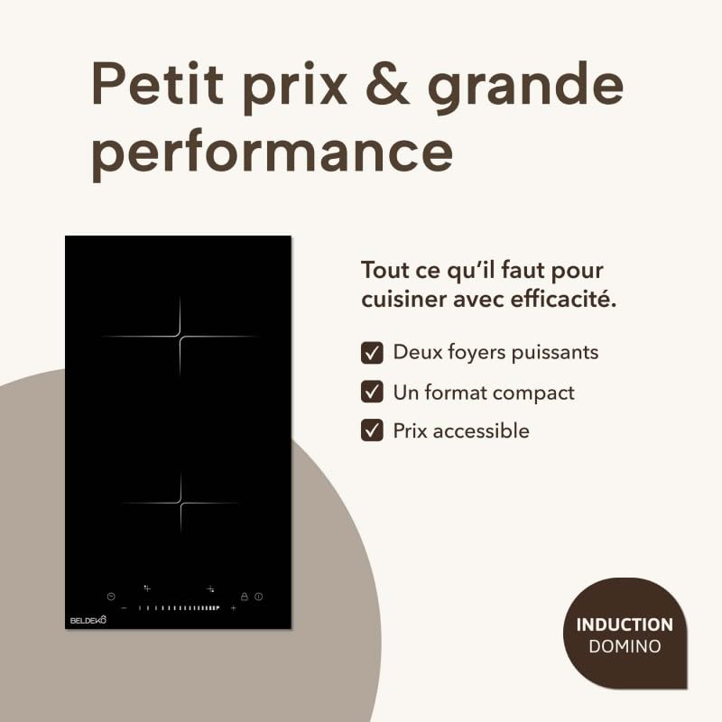 BELDEKO Plaque Induction 2 Feux Encastrable - 3300W - Commandes Slide Control - Minuteur Sécurité Enfant - Marque Française