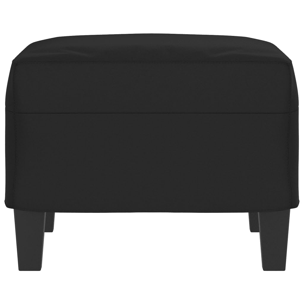 Fußhocker Schwarz 60x50x41 cm, bequemer Mikrofaser Polsterhocker mit stabilem Sperrholzrahmen, vielseitige Ottomane für Wohnzimmer und Schlafzimmer