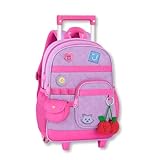 Mochila Carrinho Juju Teofilo Bolsa Escolar Infantil Meninas com Chaveiro (Lilás)