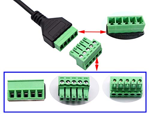 Cable USB C a clema de 5 pines para prototipos y mantenimiento de hardware, 30cm 2 unidades 4