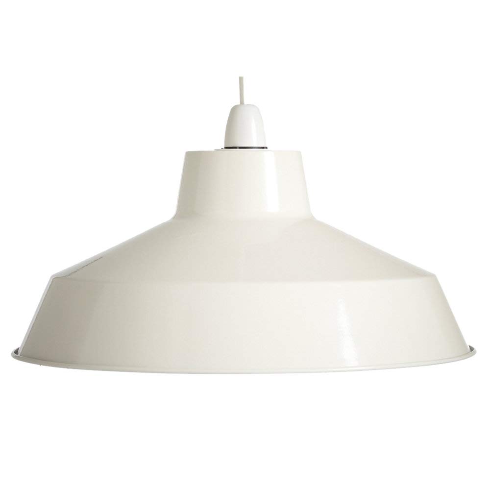 White Painted Metal Vintage None Electric Pendant Light Shade 30cm - Easy Fit Retro Ceiling Light - Includes Shade Reducing Ring to Fit All Types of Lampholders