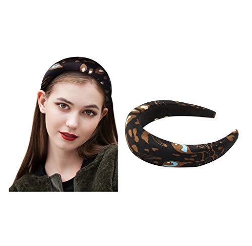 Velvet Wide Headbands Knot Turban Headband Vintage Hairband with Faux Pearl Elastic Hair Hoops Fashion Hair Accessories for Women and Girls (Padded Headband Black)