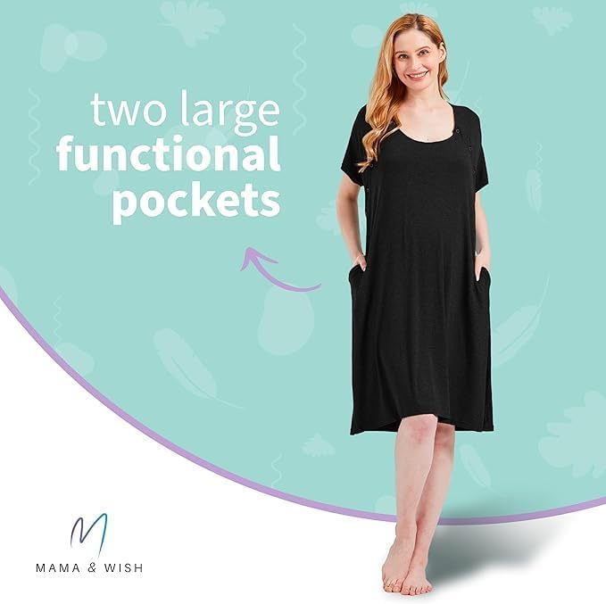 Mama & Wish Labor and Delivery Gown 3 in 1 Labor, Delivery and Nursing Gown for Hospital Made with Ultra-Soft Fabric - Image 3