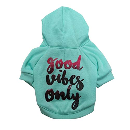 Dog Hoodie for Small Dogs Good Vibes Only Word Print Dog Hoodie Cat Hoodie Warm Winter Puppy Sweater Soft Puppy Hoodie Dog Coat Casual Sweatshirt