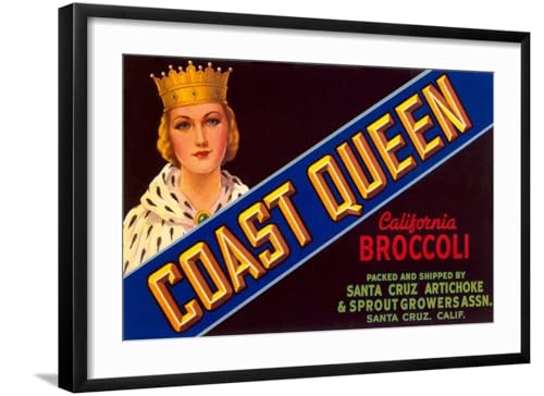 ART.COM Wall Art Print Broccoli Crate Label on Black Frame,