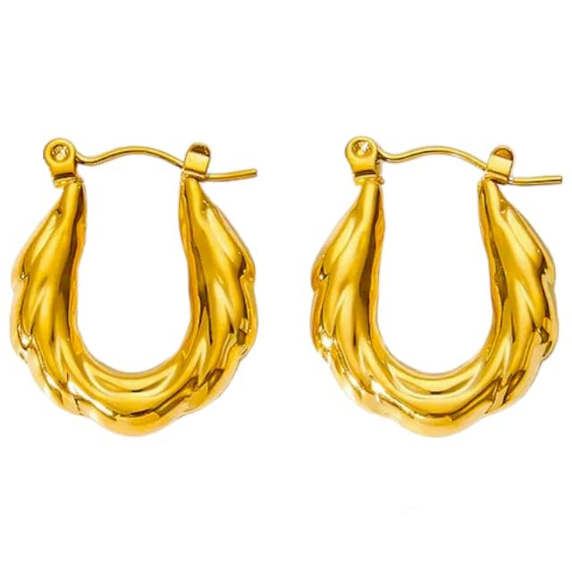 KRYSTALZ Stuning Gold Plated Thick Chunky Stainless Steel Hoop Earring For Women (B0CQLP4HHT) Amazon Price History, Amazon Price Tracker
