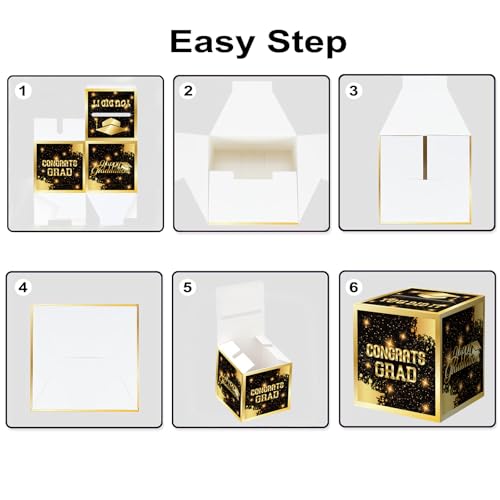 Image of Graduation Congrats Card Box, 2026 Graduation Party Decorations, Graduation Party Decorations Graduation Money Card Boxes Holder Graduation Gift Party Favors Decor Party Supplies (Gold)