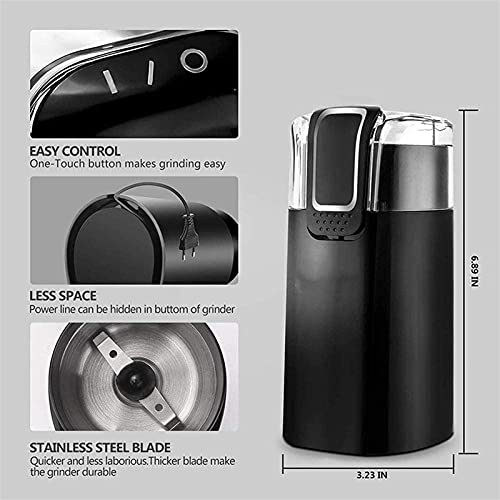 SXLCKJ Kaffeemühle, elektrische Kaffeebohnenmühle, Edelstahl-Gewürzmühle, Mühle mit geräuschlosem Motor (Zerkleinerer… – Bild 3