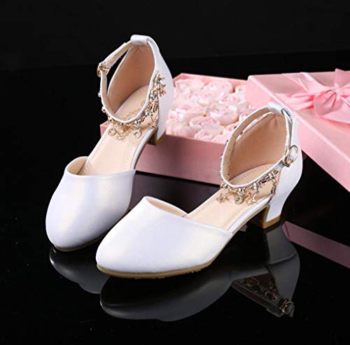 Girl's Pretty Party Mary Jane Low Heel Ankle Strap Dress Shoes Glitter Rhinestone Sandals for Kids Flower Girls2