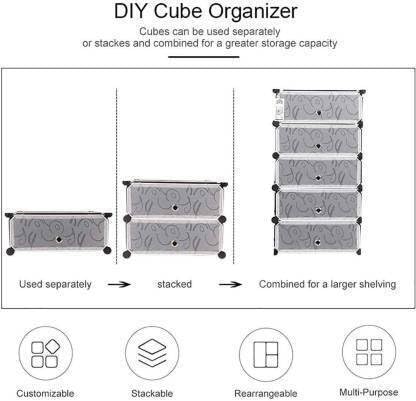 Image of Sunderlook Shoe Rack Plastic for Home- Shoe Stand, Chappal Stand, Professional Multipurpose Foldable Standing Comfort Runner Shoe Rack with Door, Slipper Stand (Black, 5 Shelf 5 Door)