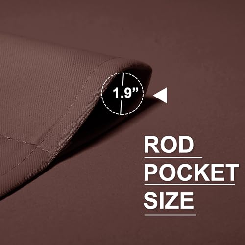 RYB HOME Rod Pocket Blackout Curtains for Bedroom Kitchen Living Room Office Light Block Energy Efficiency Small Window Treatment Drapes, W 42 x L 54 inch, Chocolate Brown,2 Panels