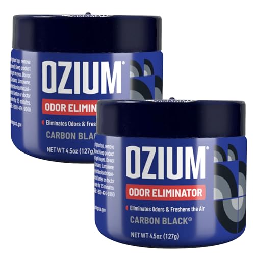 Image of Ozium Air Sanitizer 4.5 oz Gel: Odor Eliminator for Strong Odor, Car Air Freshener (Carbon Black, 2 Packs)