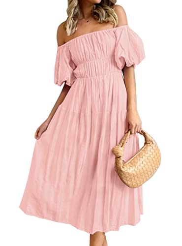 ZESICA-Womens-2023-Sexy-Boho-Off-Shoulder-Puff-Short-Sleeve-High-Waist-Ruffled-Flowy-A-Line-Beach-Party-Midi-Dress