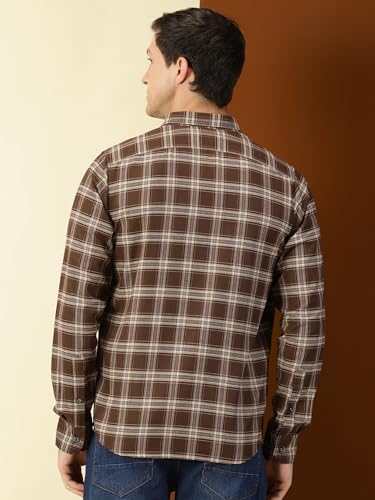 Image of Thomas Scott Men's Classic Hood Collar Tartan Checks Casual Shirt