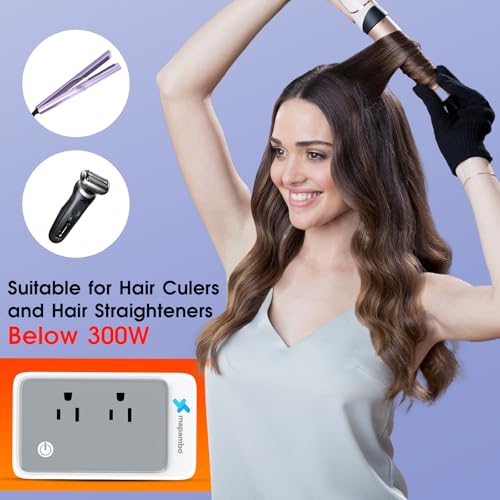 Image of Global Voltage Converter US to Europe for Curling Iron and Hair Straighteners, Power Converter for European Travel Plug Adapter with 2 USB A & 2 USB C Ports, Compatible with 200+ Countries