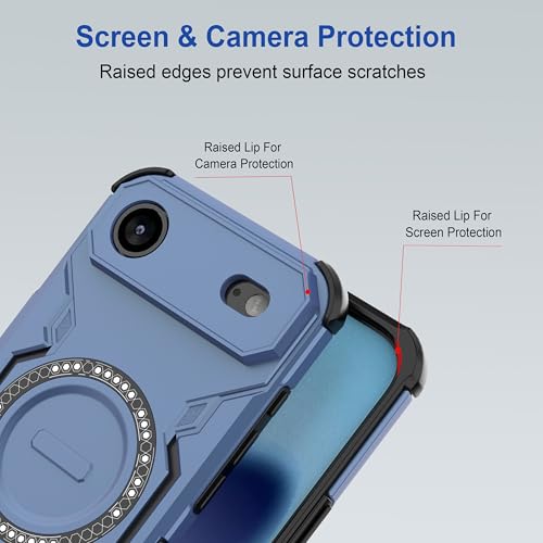 Image of amazon basics Back Case Cover for iPhone 17 Air | Magnetic Case with Built-in Metal Ring | Supports Mag-Safe Charger, Wallet & Car Mount | Shockproof Hybrid PC + TPU | Blue