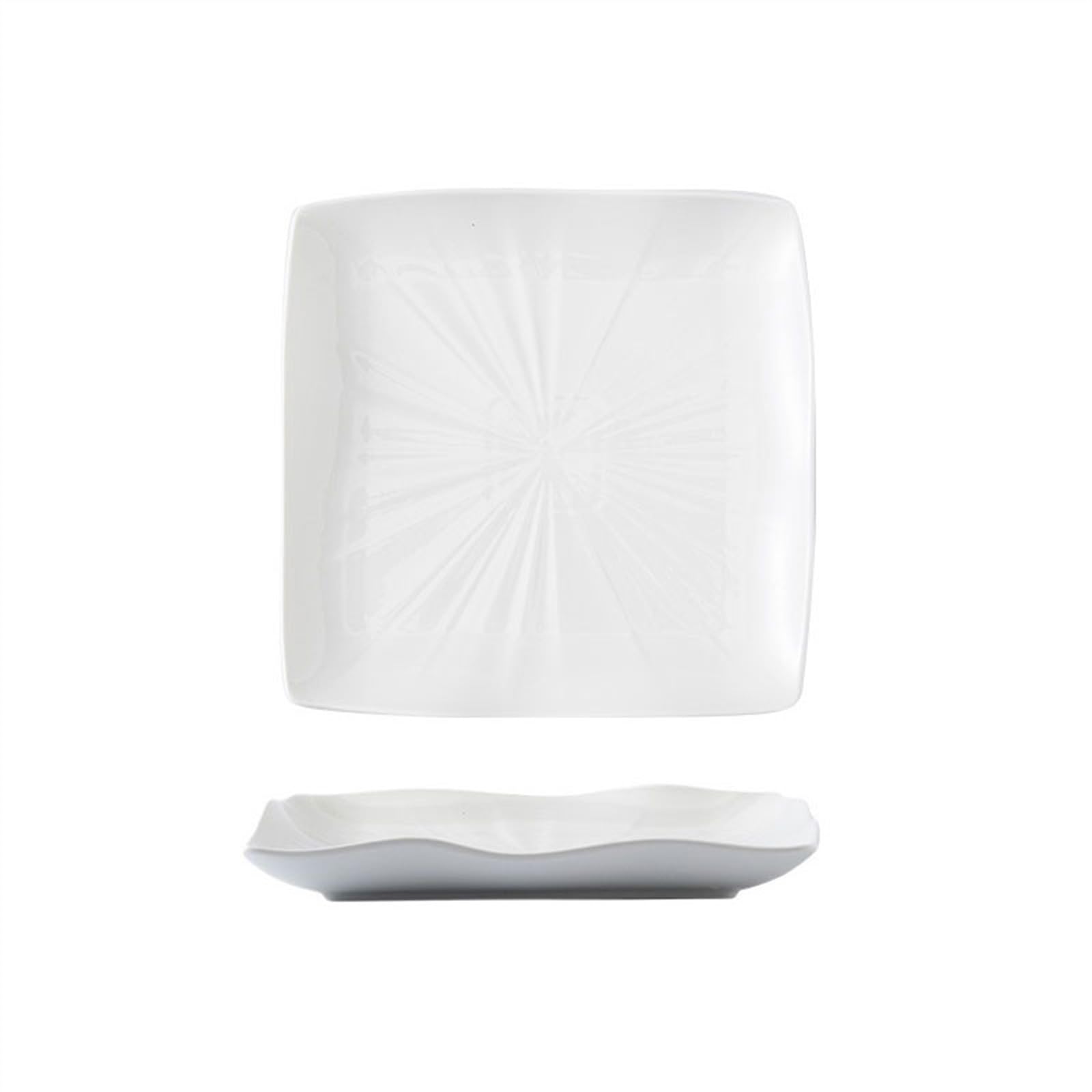 HPTHLY Plate Steak Plate Simple Square Ceramic Plate Creative Household Vegetable Plate Hotel Restaurant Tableware Dessert Plate (White 9 Inch)