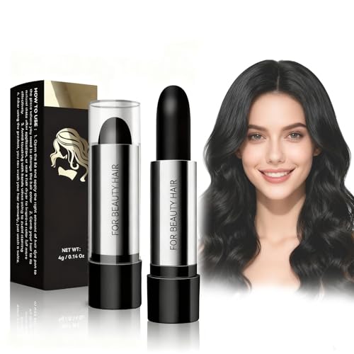 Virecose Lápiz de Color de Cabello, Negro Retoque Instantáneo en Barra, Tinte Temporal de Pelo en Barra, Cubrepelo Blanco Impermeable DIY Maquillaje en Barra