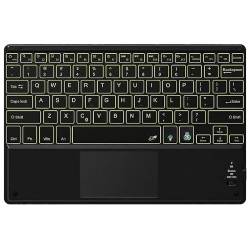 Image of HOM 3 Fold 7-Colour Backlight Detachable Wireless Bluetooth Keyboard with Trackpad /Touchpad Tablet Cover Case for Xiaomi Mi Pad 5 11 inch Inch Tablet - Black (Will Not Fit Xiaomi Pad 6)