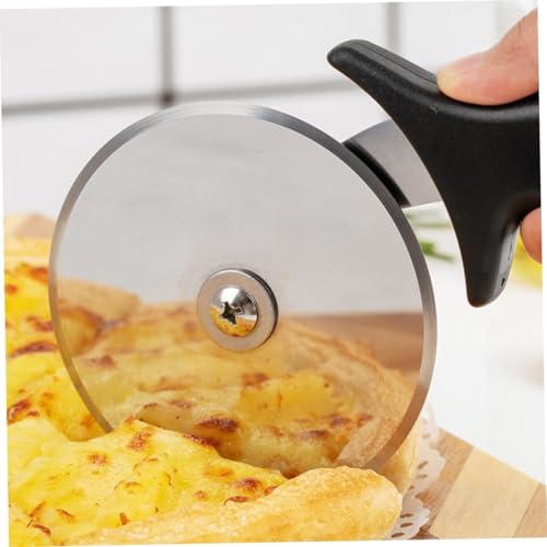 Image of 2Pcs Stainless Steel Large Pizza Cutter | Premium Pizza Cutter - Ideal for Cutting Pizza /Sandwich /Breads /Burger /Paratha | Rotating Slicer(Black,red)