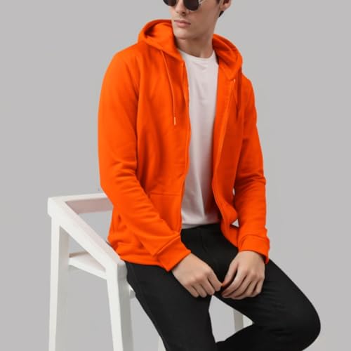 Mens Zip Up Hoodie Long Sleeve Fleece Full-zip Hooded Sweatshirt Pullover With Kangaroo Pocket S-3XL3