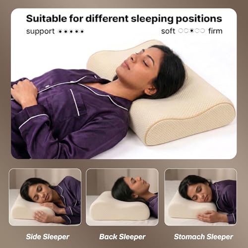 Image of Organic Cervical Pillow for neck pain | 5 Year Warranty | Hypoallergenic Memory Foam Pillow | For Side & Back Sleepers Seeking Neck and Shoulder Pain Relief | For Bed and Travel Use Pack of 2