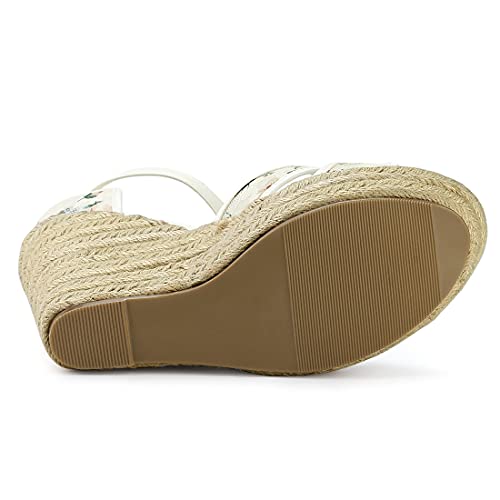 Allegra K Allegra K Women's Ankle Strap Espadrille Wedge Heel Wedge Green Sandals 5.5 M US