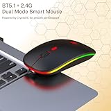 ECONOVA Wireless Rechargeable RGB Mouse – Ergonomic Design with Compatible Bluetooth & 2.4G Devices, 500mAh Battery, Silent Click, 7 Million Click Lifespan, Dual Mode 1600DPI – Black - Image 3