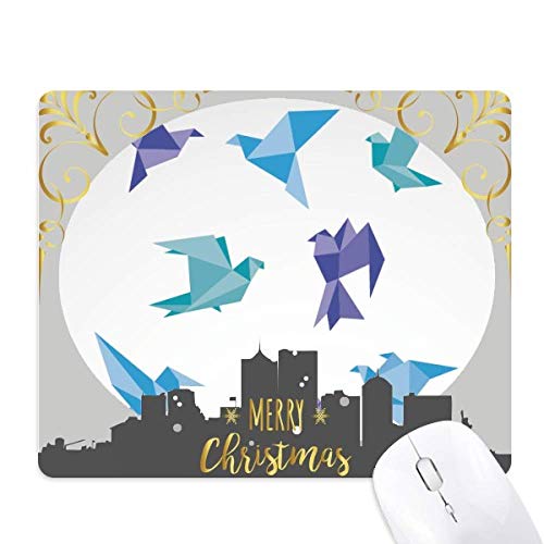 Tapis de souris nuit de Noël avec pigeon origami pour un cadeau de bureau unique