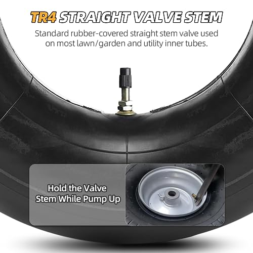 Image of 2 Pack 3.00 /3.50-8 Replacement Inner Tubes with TR4 Valve Stem for pneumatic wheelbarrow wheel,cart wheel, garden cart, wagons - Made From Heavy Duty, Thick Premium Rubber