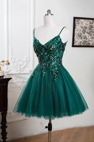 Sparkly Sequin Tulle Homecoming Dresses for Teens Spaghetti Straps Glitter DAMA Dress for Quinceanera Short Prom Gown3