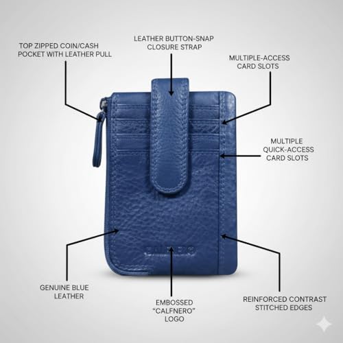 Image of Calfnero Genuine Leather Card Holder & Key Case for Men & Women | Slim Wallet with Zipper Pocket, Card Slots & Key Chain | Compact Travel Organizer