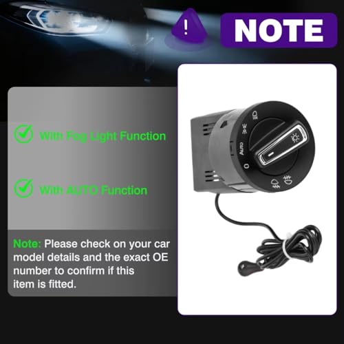 Módulo sensor luz interruptor control la lámpara faro compatible con Skoda 7