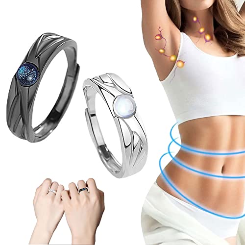 Tinkle'Luna Slimdox Volumize Ring, Angel and Demon Couple Ring, His Angel/Her Demon Couple Matching Rings, Moonstone Adjustable Ring for Him and Her (Silver+Black) Cover
