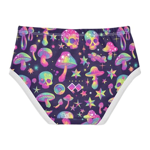 Wusikd Colorful Mushrooms Girls' Underwear Cotton Skulls Stars Girls Briefs Soft Toddler Underwear 2T2